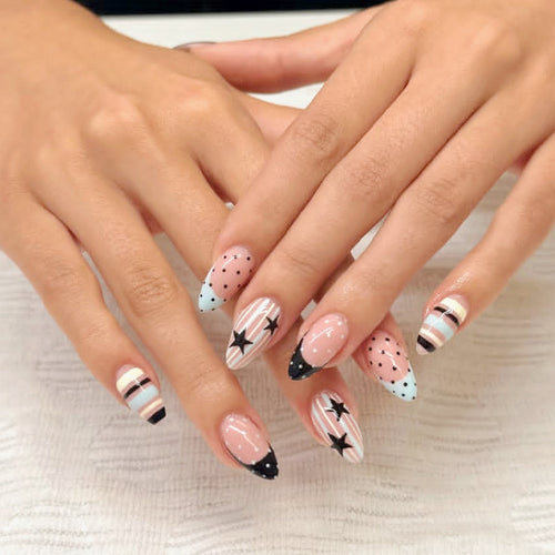 Creative Nail Art Set with Unique Geometric and Colorful Designs Bowlift