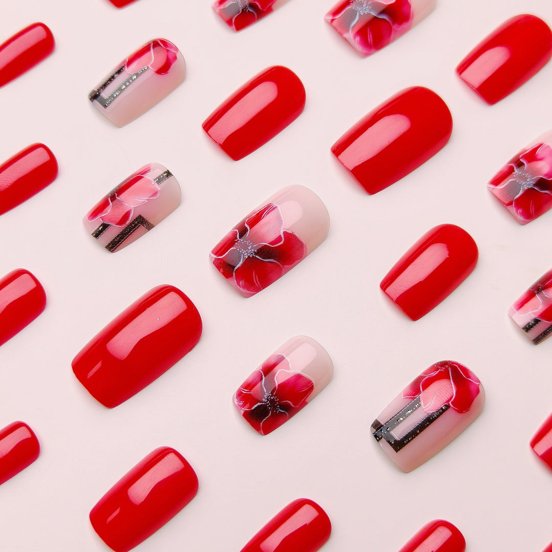 Creative Art Nails with Stylish Poppy Flower Design Bowlift