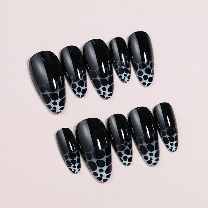 Artistic Press-On Nail Set with Geometric Design Bowlift