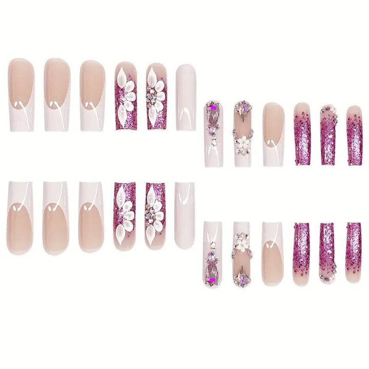 Artistic Rhinestone-Embellished Press-On Nail Extensions Bowlift
