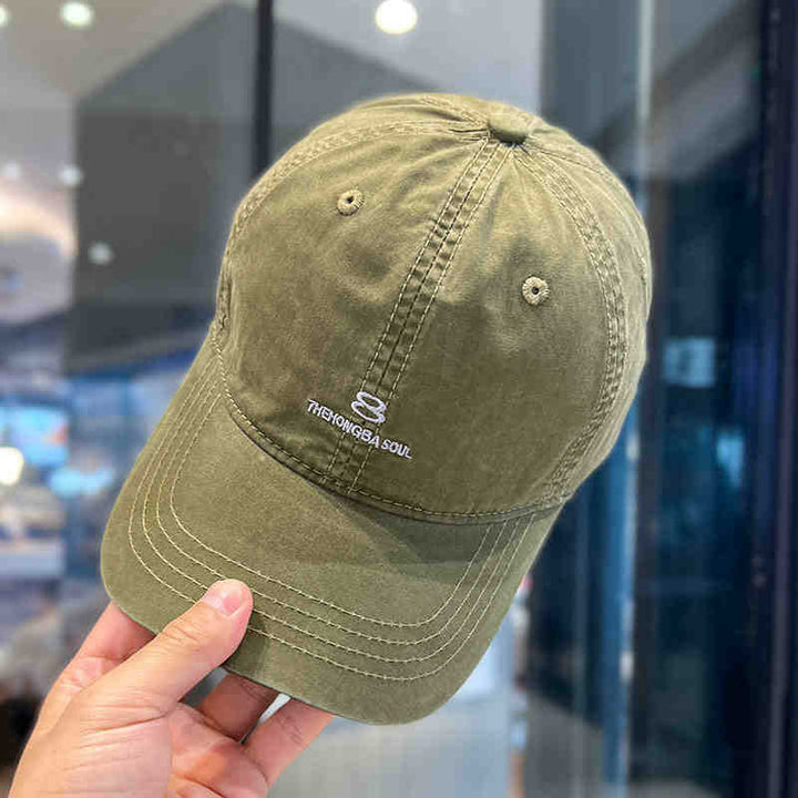 Men's Distressed Cotton Baseball Cap Bowlift