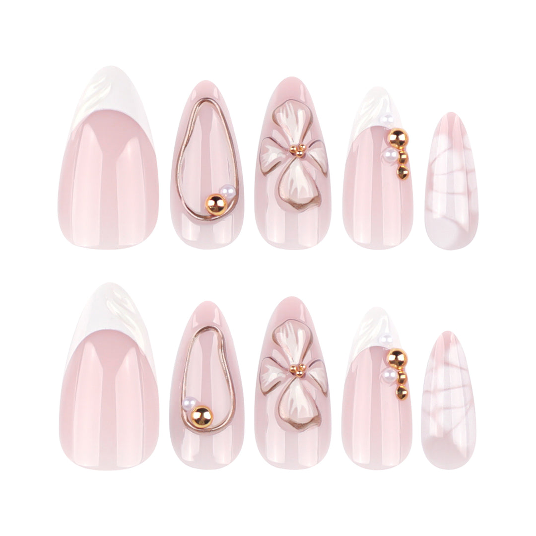 Artful stiletto nails with floral and shimmering decor Bowlift