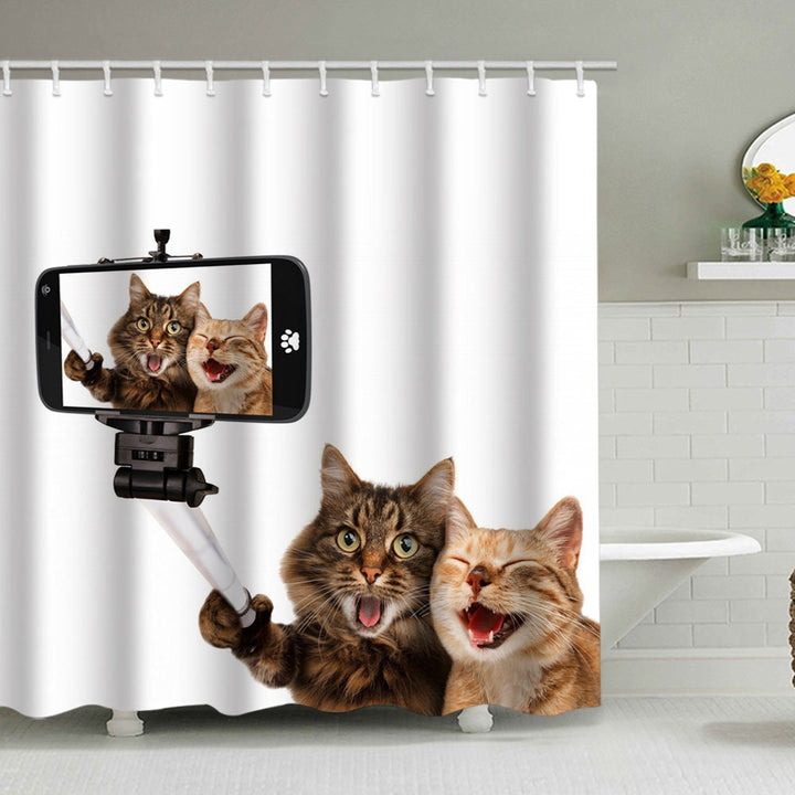 Artistic Dog Illustration Shower Curtain Bowlift