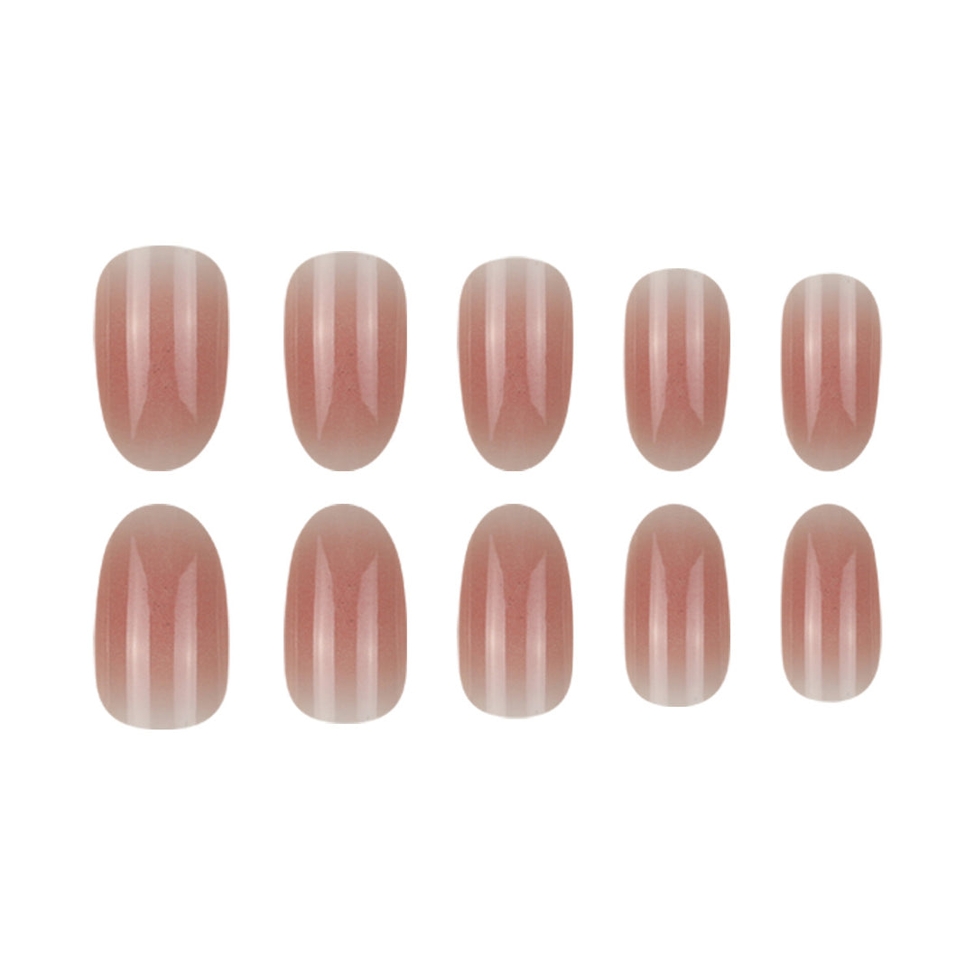 Natural Glossy Oval Press-On Nails Bowlift