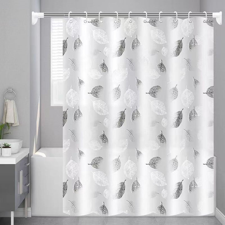 Elegant Leaf Print Bathroom Shower Curtain Bowlift