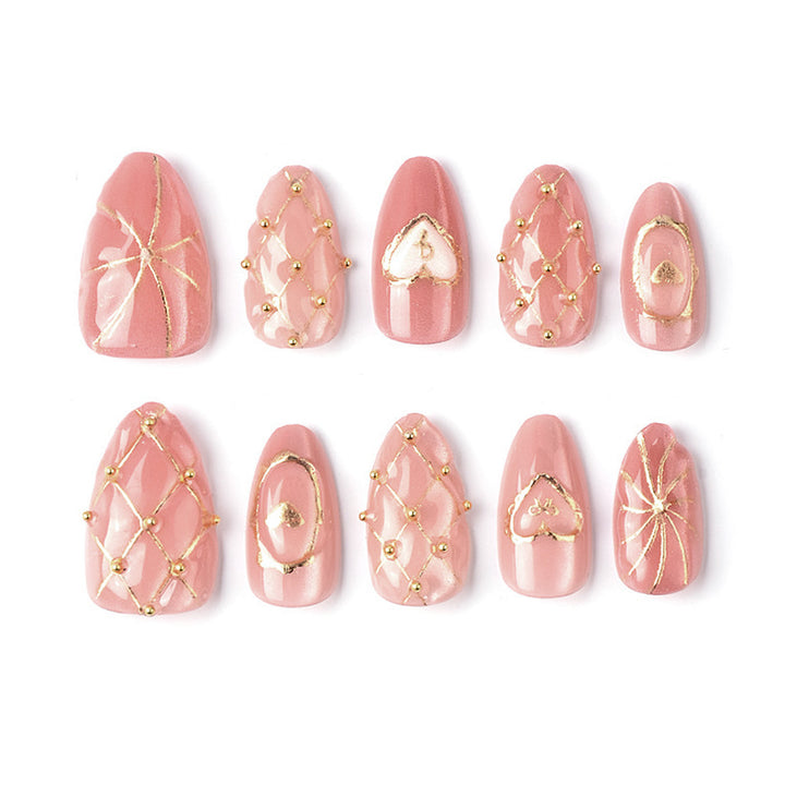 Artistic Heart-Accent Press-On Nails Set Bowlift