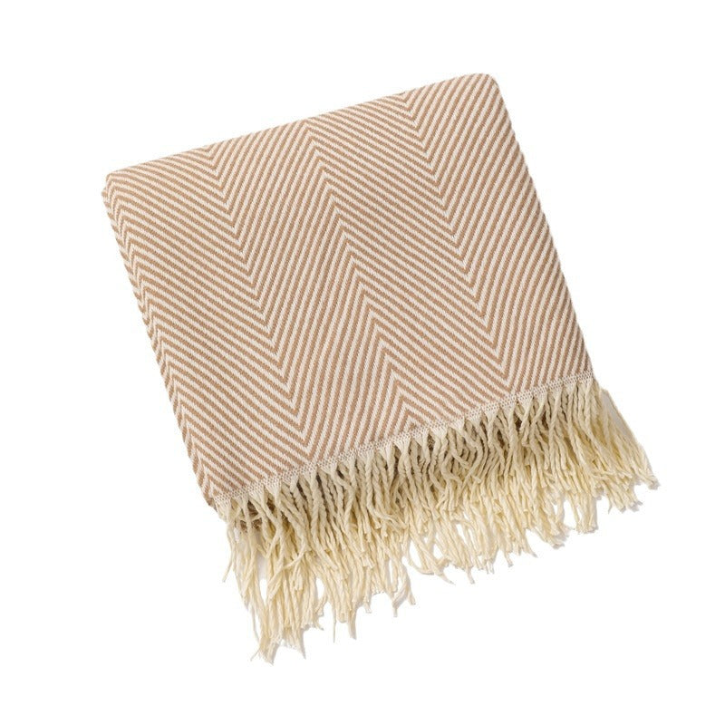 Luxury Herringbone Pattern Throw Blanket Bowlift