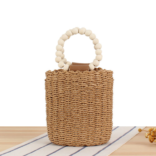 Trendy Handbag with Wooden Bead Handle Bowlift