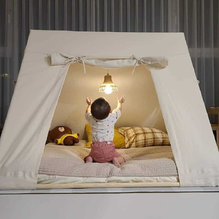 Handmade hanging lamp made of natural material Bowlift
