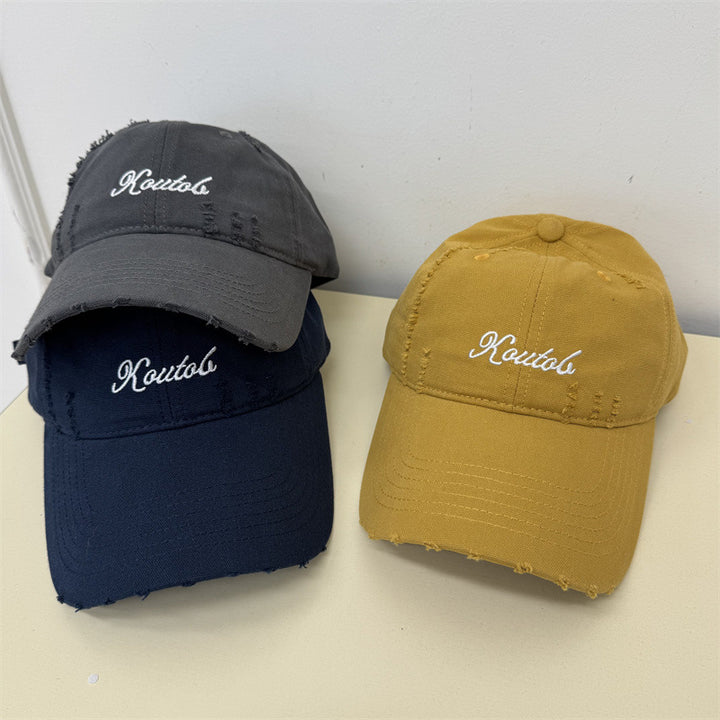 Men's Distressed Cotton Baseball Cap Bowlift 1783921814