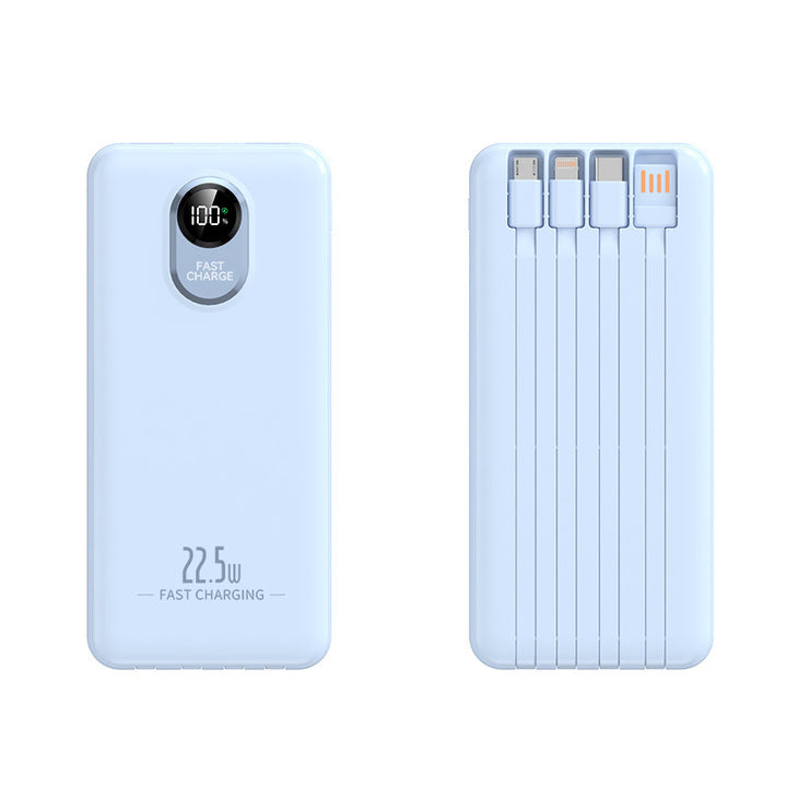 Portable power bank with 22.5 W fast charging function and integrated cables Bowlift