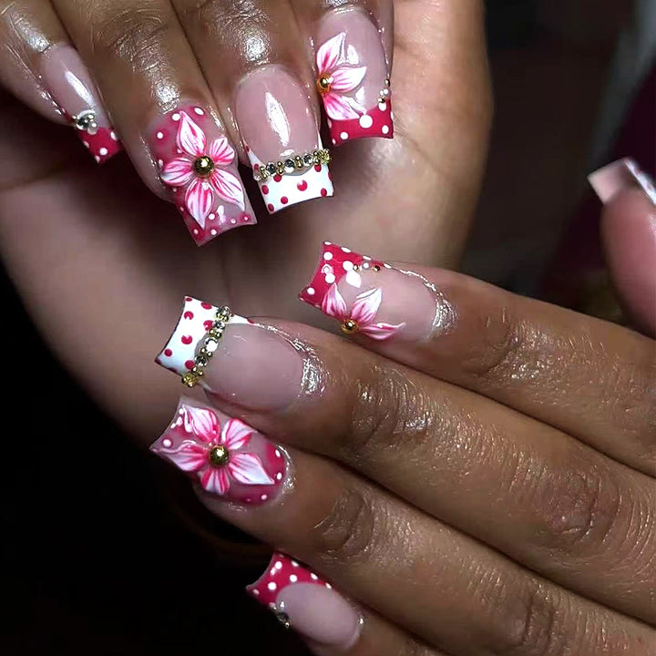 Decorative Floral Nail Art Extensions Bowlift