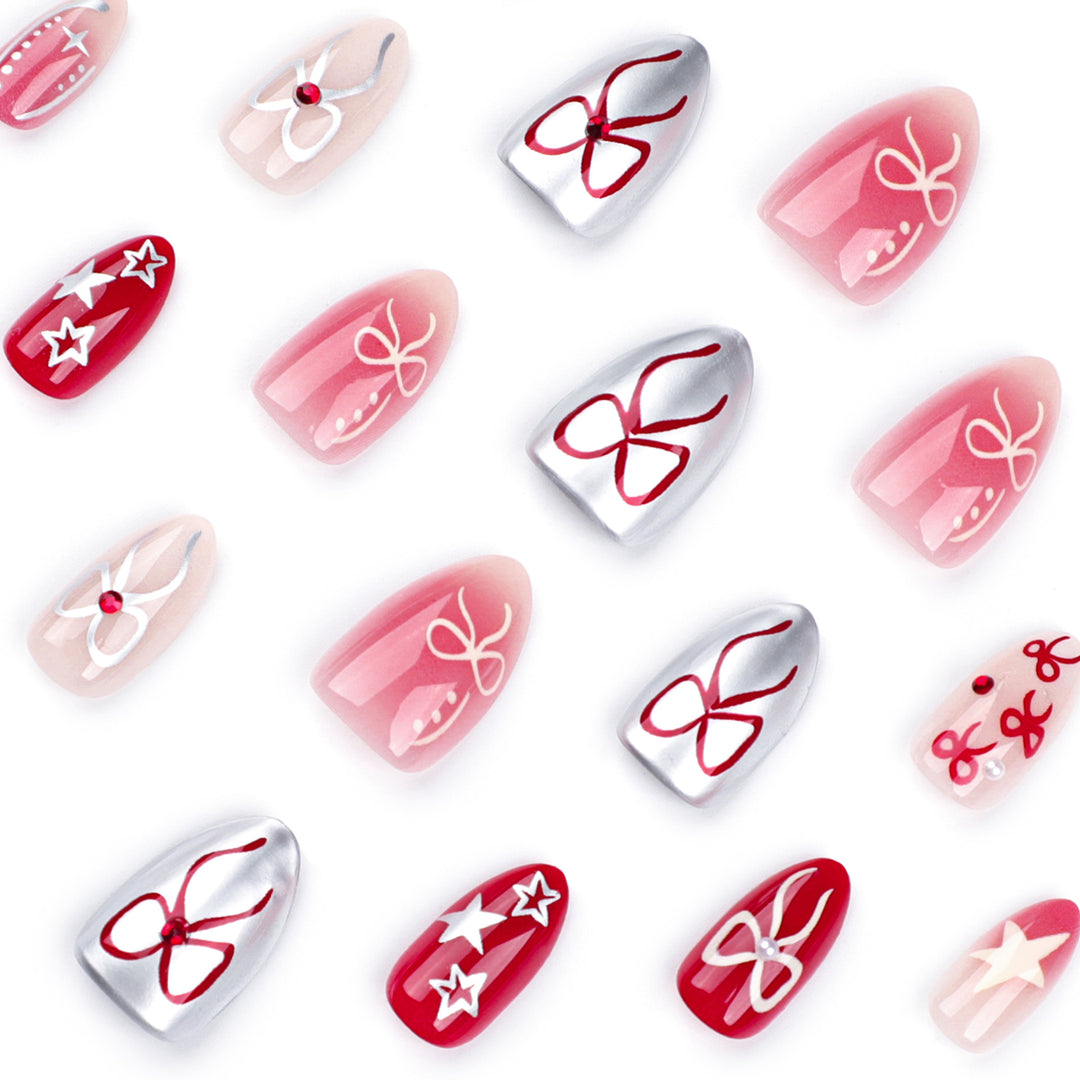 Artistic Nail Extensions with Festive Design Bowlift