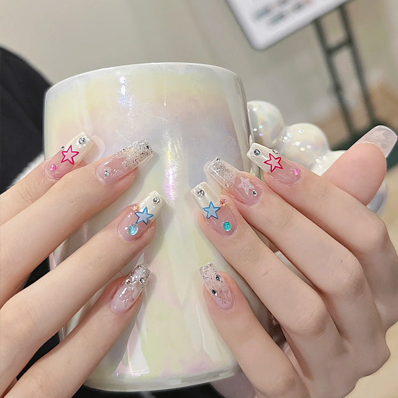 Artificial nails with pearl design and elegant decoration Bowlift