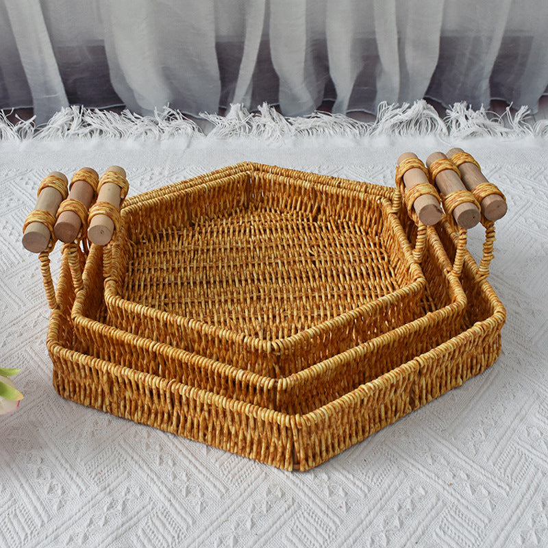 Rustic Handwoven Storage Tray Bowlift