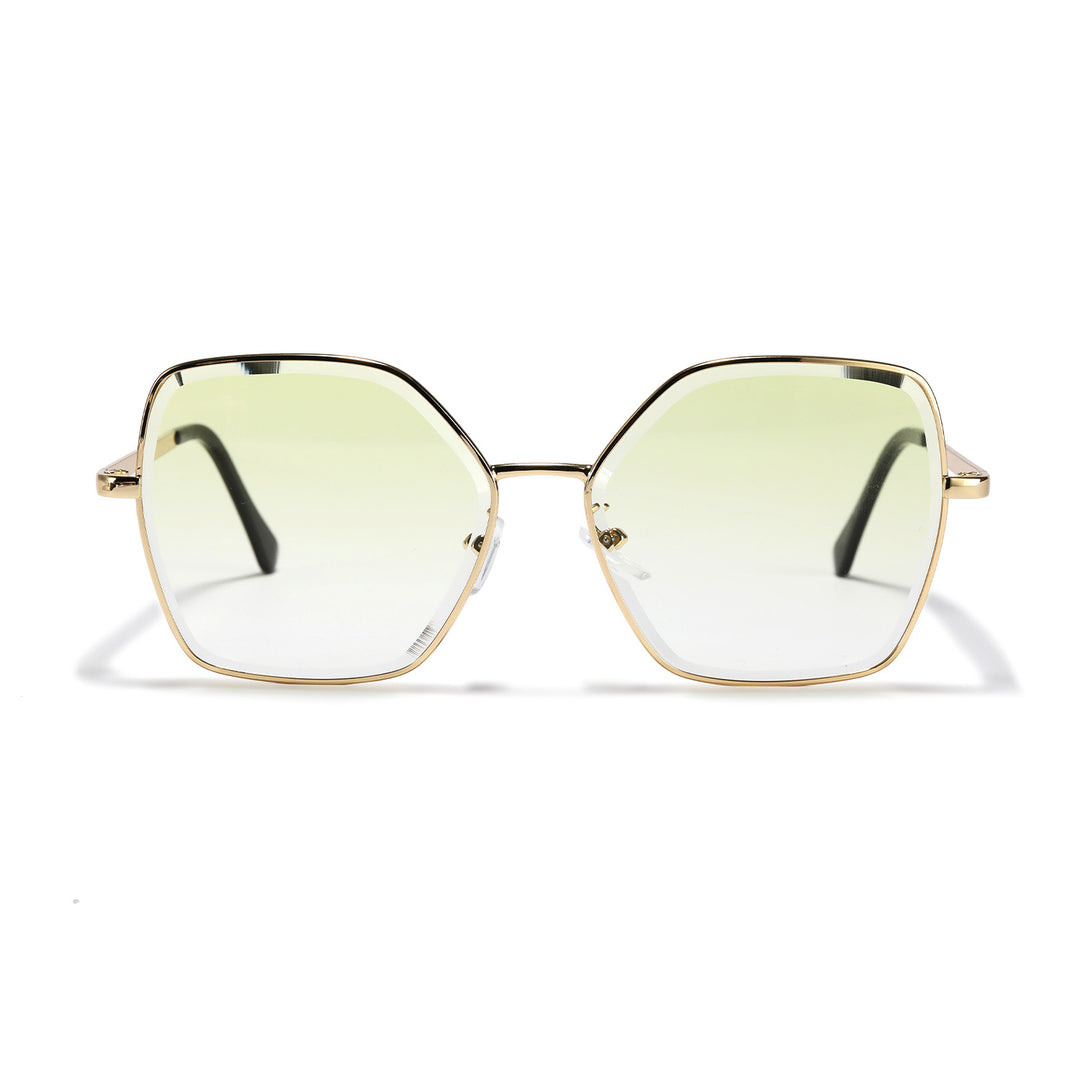 Women geometric sunglasses with fashionable gold frame Bowlift