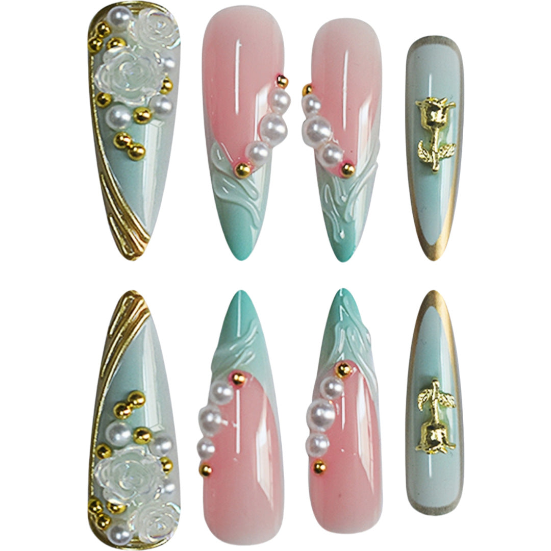 Decorative Stiletto Press-On Nail Art Extensions Bowlift