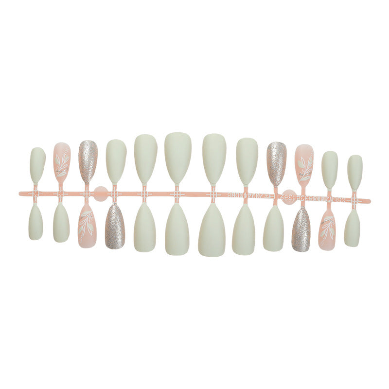Elegant Press-On Nail Art Set with Floral Accents Bowlift