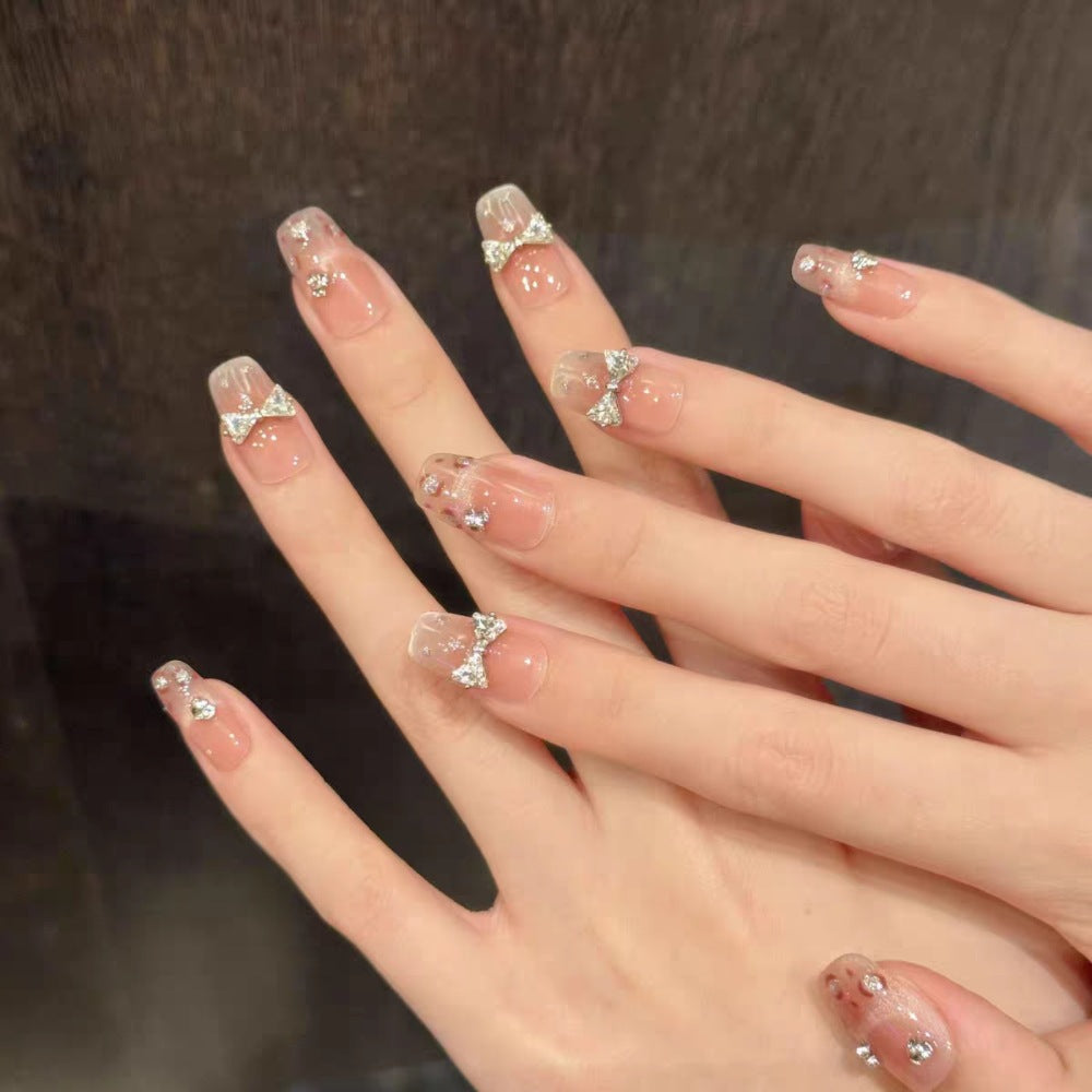 Decorative Rhinestone Bow Press-On Nail Set Bowlift