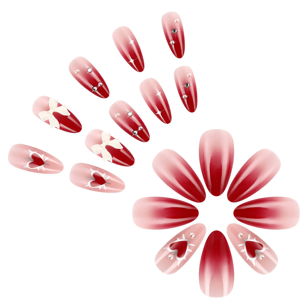 Artistic Heart-Themed Press-On Nails Bowlift