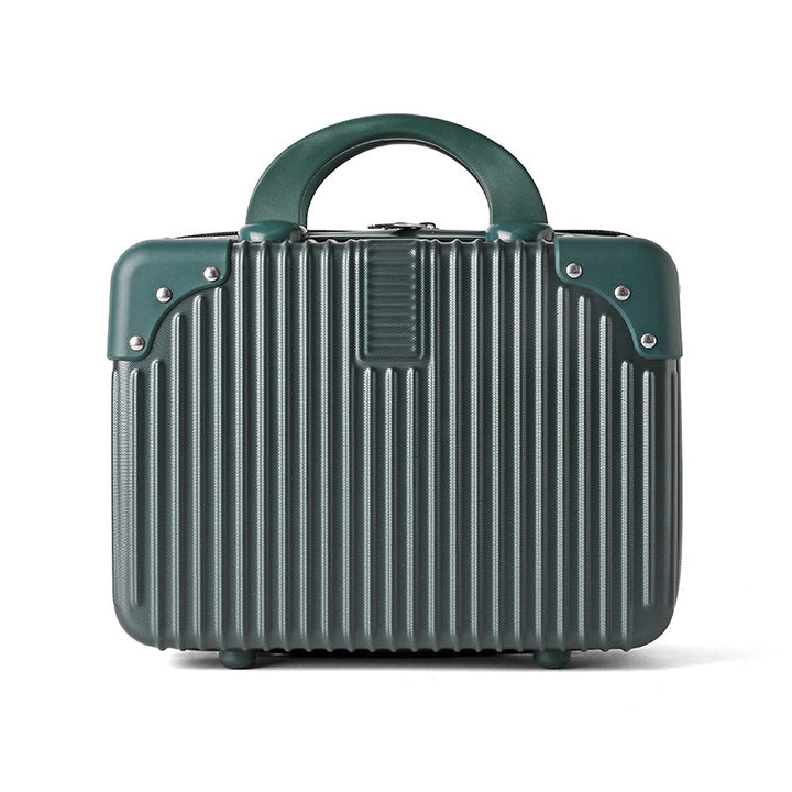 hard-shell travel cosmetic case with double-zip closure top handle and protective feet Bowlift