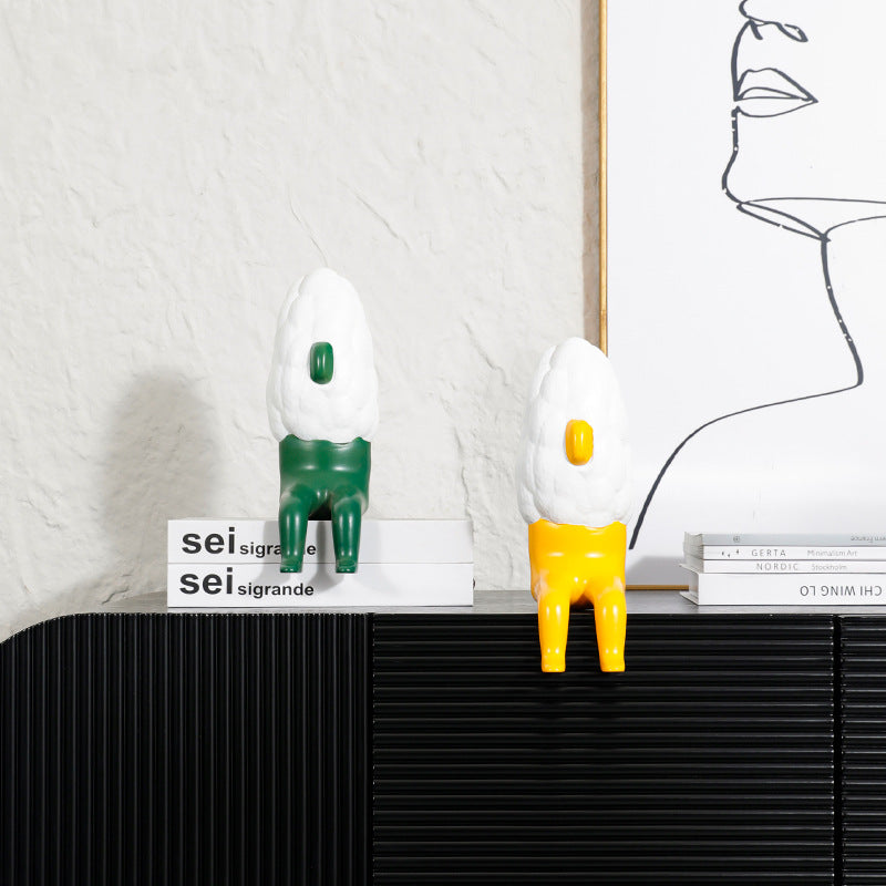 Decorative Gold and White Sheep Figurine