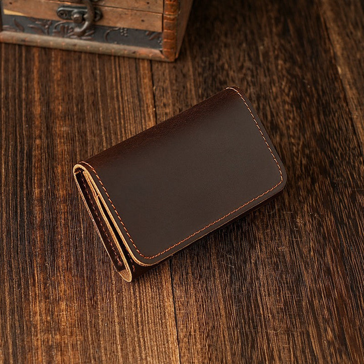 Compact full-grain leather bifold card wallet Bowlift