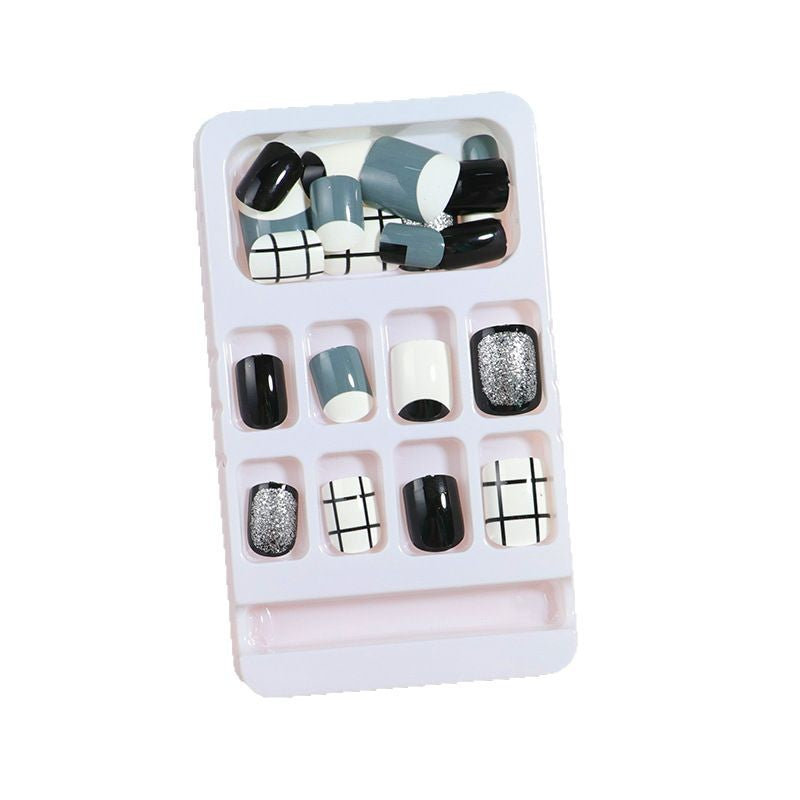 Artistic Press-On Nail Set with Modern Geometric Designs Bowlift