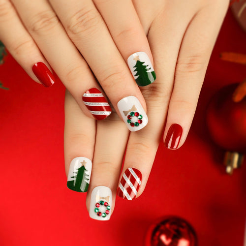 Artful Nail Extensions with Glitter and Rhinestone Embellishments Bowlift