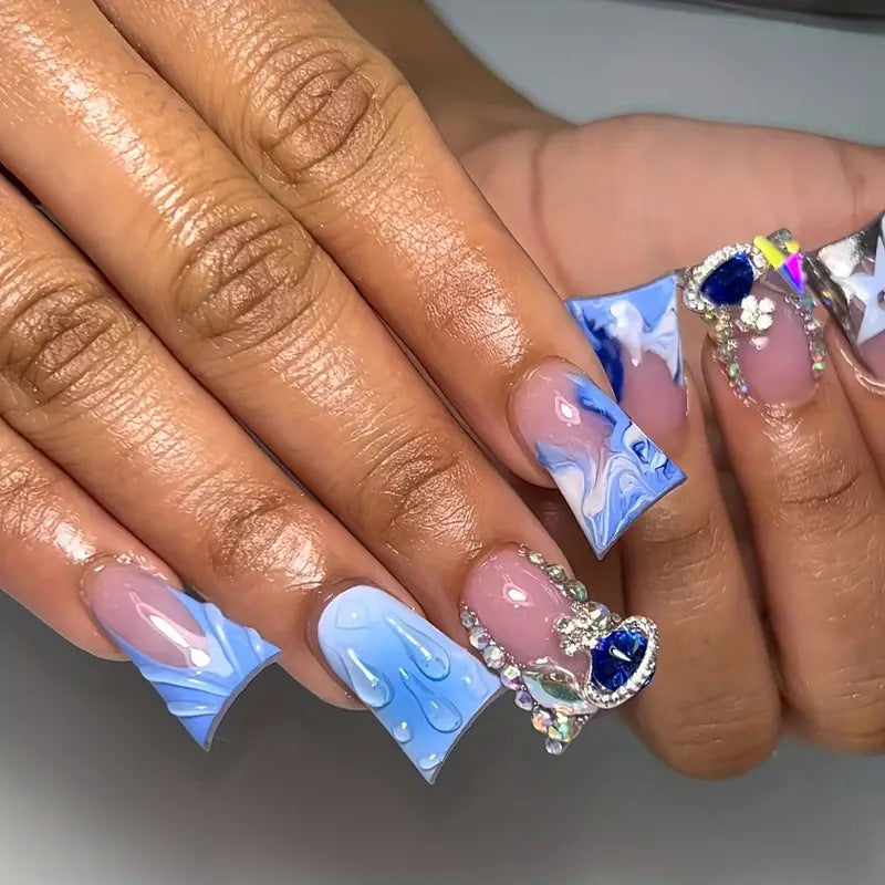 Decorative 3D Water Droplet Nail Art Extensions Bowlift