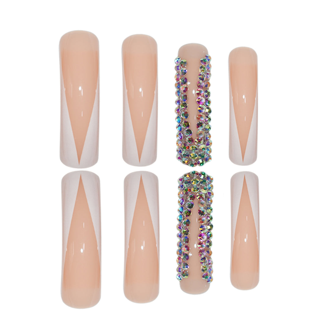 Glamorous Stiletto Press-On Nails with Rhinestone Accents Bowlift