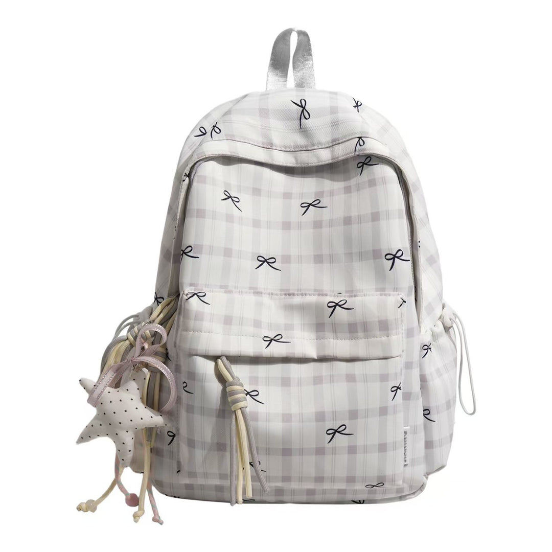 Stylish Plaid Pattern Backpack Bowlift