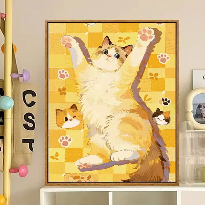 Cute Cat-Themed Decorative Canvas Art Bowlift