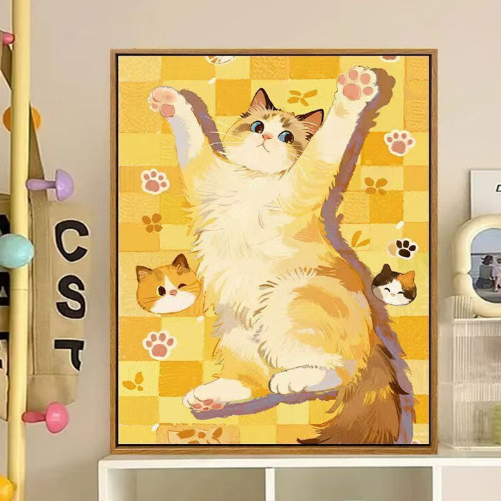 Cute Cat-Themed Decorative Canvas Art Bowlift