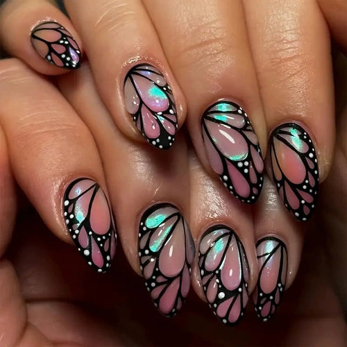 Artistic Butterfly-Inspired Nail Art Extensions Bowlift