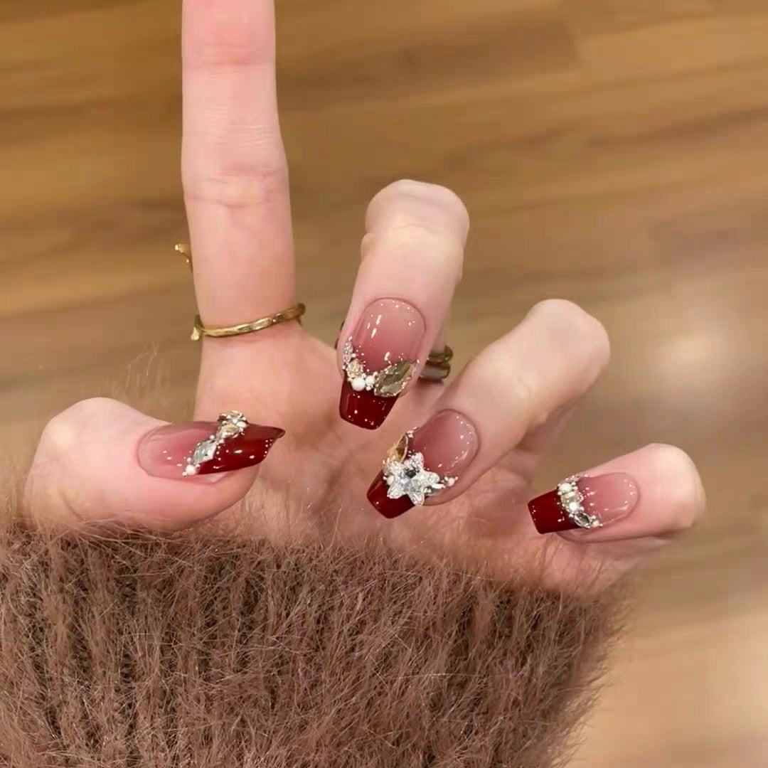 Decorative Glittered Press-On Nail Set Bowlift