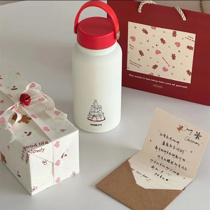 Ladies' insulation drinking bottle with creative animal design and practical flip lid Bowlift