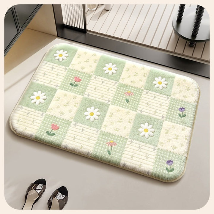 Floral Patterned Soft Bath Mat