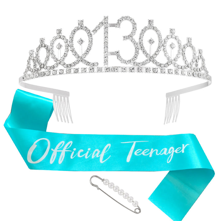 Women's birthday crown and sash set with glitter stones Bowlift
