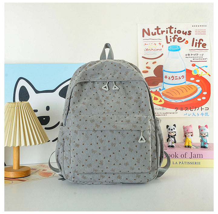 Stylish Heart-Print Casual Backpack