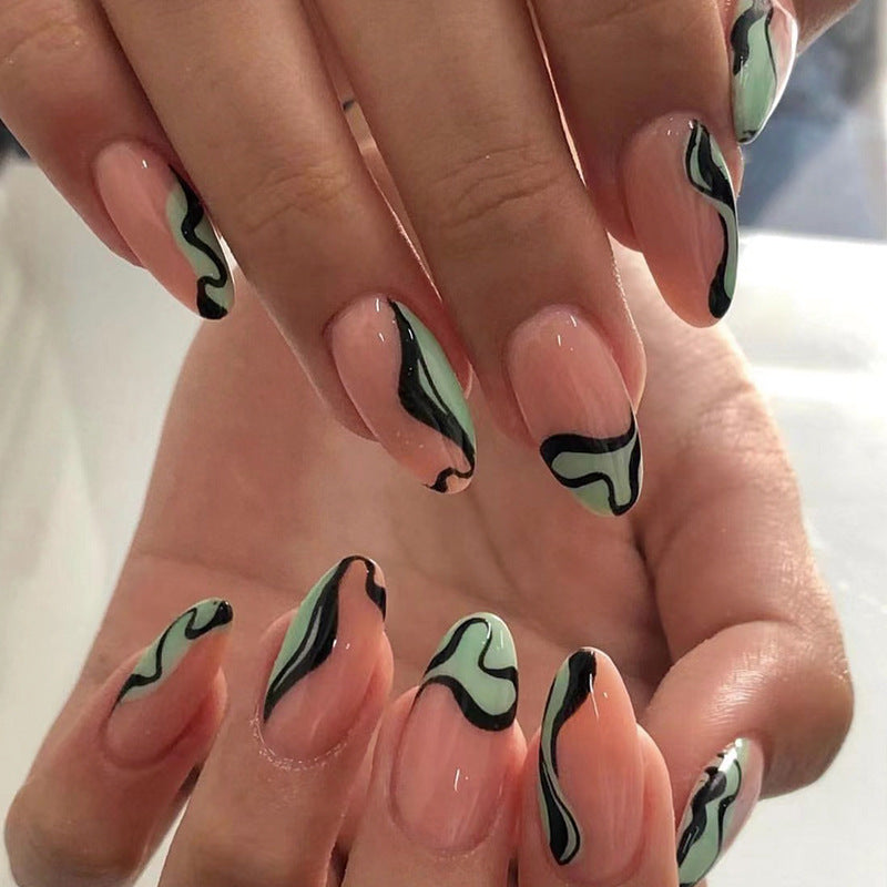 Artful Nail Art with Gentle Wave Patterns Bowlift