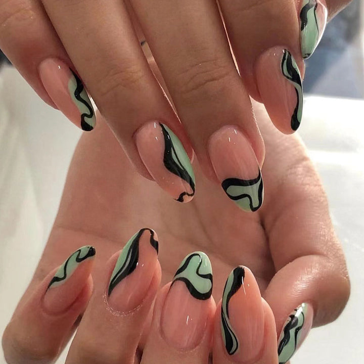 Artful Nail Art with Gentle Wave Patterns Bowlift