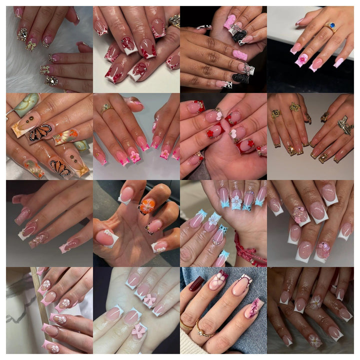 Creative 3D Bow and Pearl Nail Extensions Bowlift