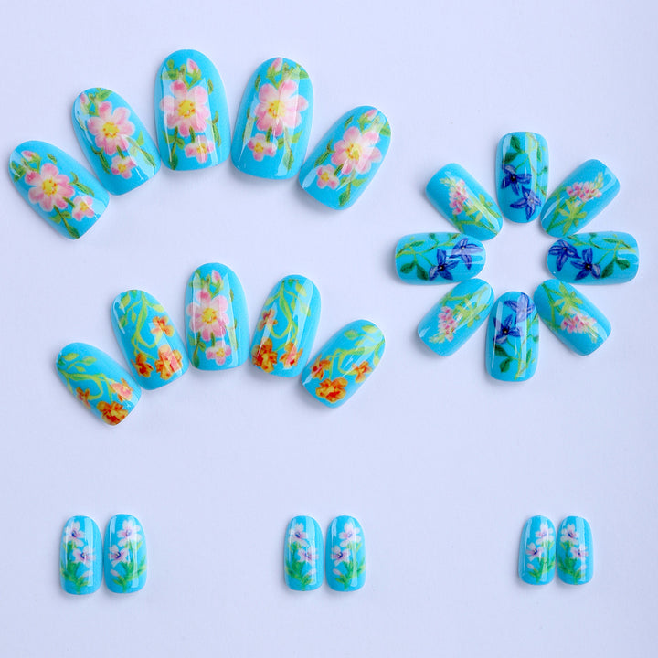 Artificial nails with floral hand design Bowlift