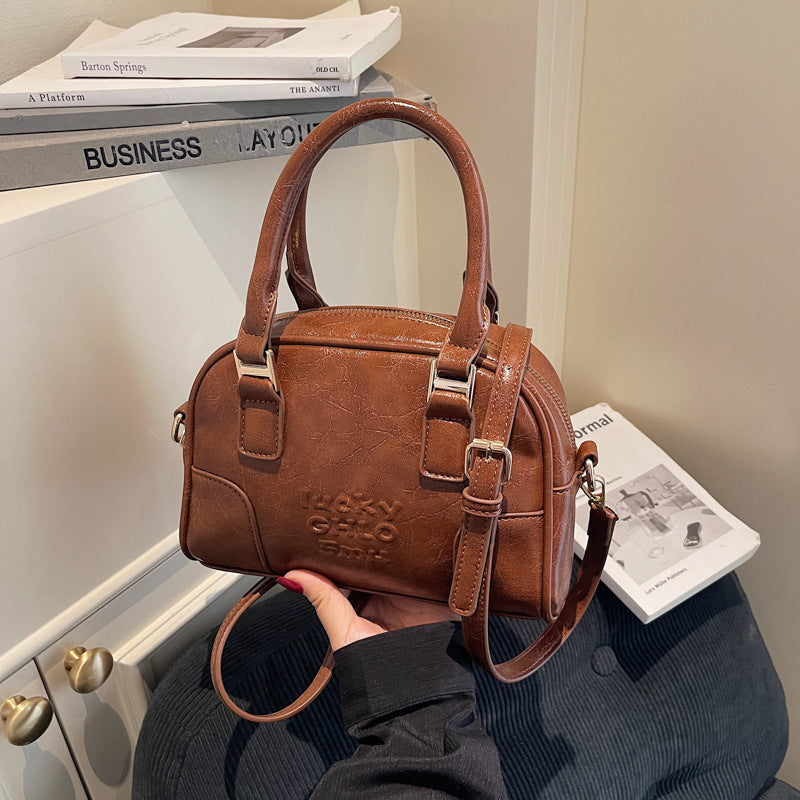 Luxurious Faux Leather Structured Handbag Bowlift