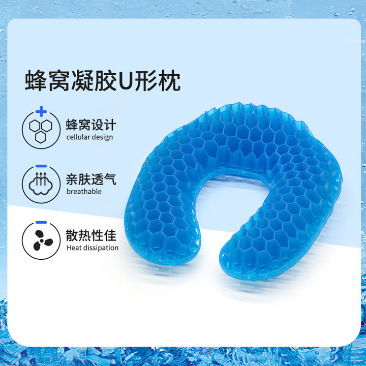 Unisex ergonomic U-shaped gel neck pillow with honeycomb structure Bowlift