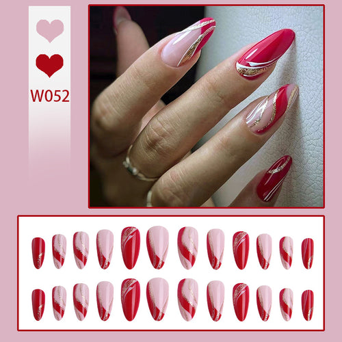 Elegant artificial nails with artistic lines and glitter accents Bowlift