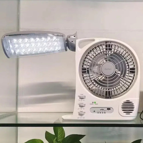 Women's Portable Battery-Powered Fan with Integrated LED Light Bowlift