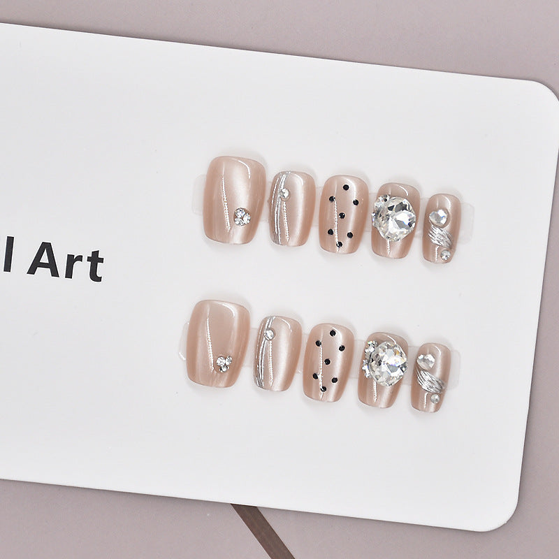 Premium Crystal-Decorated Press-On Nail Set Bowlift