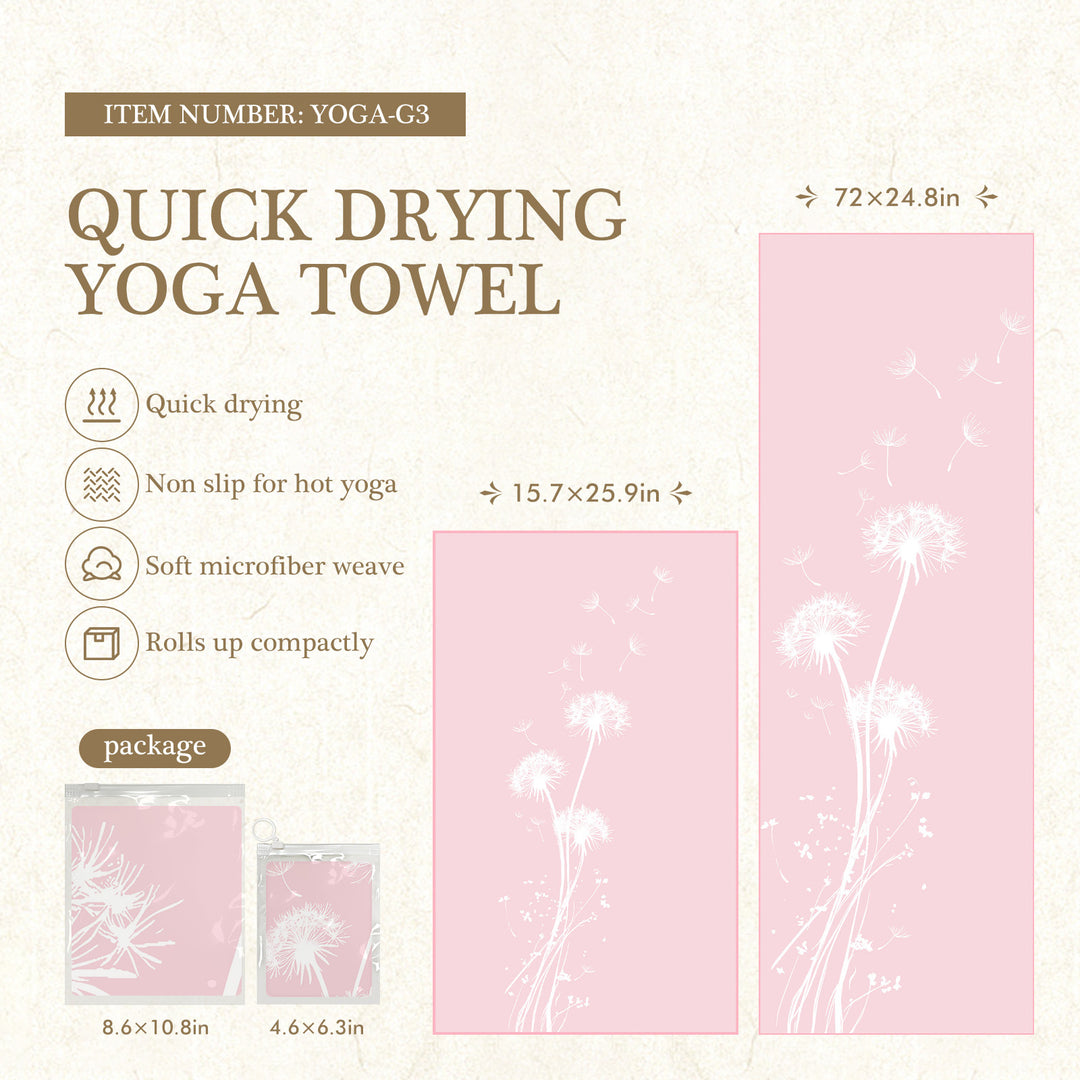 Quick-Drying Non-Slip Microfiber Yoga Towel with Mandala Grip Pattern Bowlift